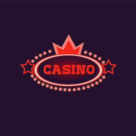 Crowned Casino Neon Sign Las Vegas Style Illumination Bright Color Vector Design Sticker Stock Photo - Budget Royalty-Free & Subscription, Code: 400-08649315