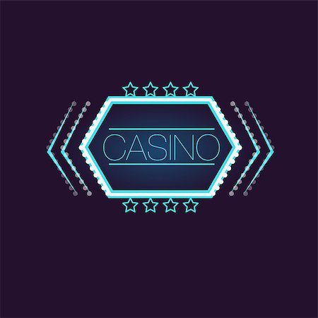 Hexahedron Casino Neon Sign Las Vegas Style Illumination Bright Color Vector Design Sticker Stock Photo - Budget Royalty-Free & Subscription, Code: 400-08649318