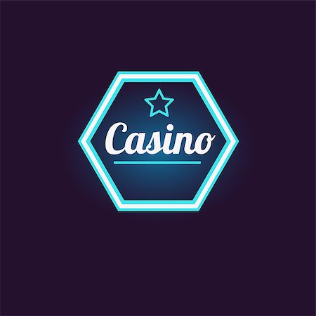 Blue Hexahedron Casino Neon Sign Las Vegas Style Illumination Bright Color Vector Design Sticker Stock Photo - Budget Royalty-Free & Subscription, Code: 400-08649312