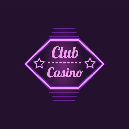 Club Casino Purple Neon Sign Las Vegas Style Illumination Bright Color Vector Design Sticker Stock Photo - Budget Royalty-Free & Subscription, Code: 400-08649313