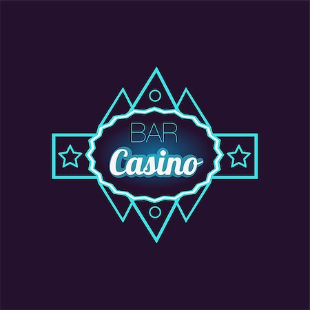 Bar Casino Blue Neon Sign Las Vegas Style Illumination Bright Color Vector Design Sticker Stock Photo - Budget Royalty-Free & Subscription, Code: 400-08649324