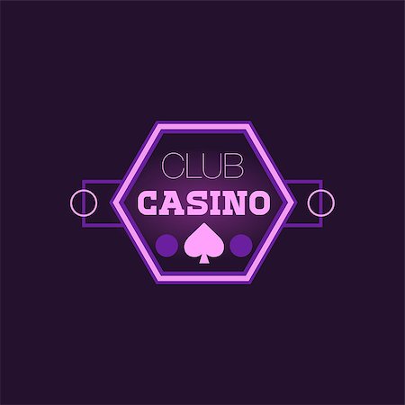 Hexahedron Casino Purple Neon Sign Las Vegas Style Illumination Bright Color Vector Design Sticker Stock Photo - Budget Royalty-Free & Subscription, Code: 400-08649326