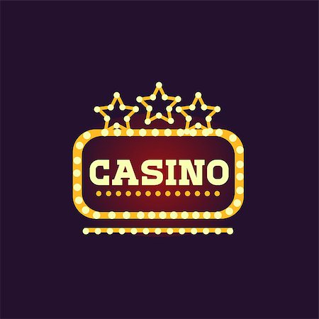 Yellow Casino Square Neon Sign Las Vegas Style Illumination Bright Color Vector Design Sticker Stock Photo - Budget Royalty-Free & Subscription, Code: 400-08649327