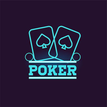 Poker Blue Neon Sign Las Vegas Style Illumination Bright Color Vector Design Sticker Stock Photo - Budget Royalty-Free & Subscription, Code: 400-08649329