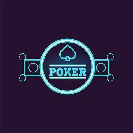 Round Blue Poker Neon Sign Las Vegas Style Illumination Bright Color Vector Design Sticker Stock Photo - Budget Royalty-Free & Subscription, Code: 400-08649321