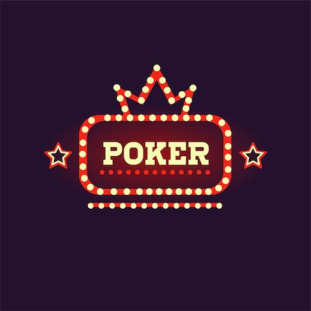 Crowned Poker Neon Sign Las Vegas Style Illumination Bright Color Vector Design Sticker Stock Photo - Budget Royalty-Free & Subscription, Code: 400-08649322