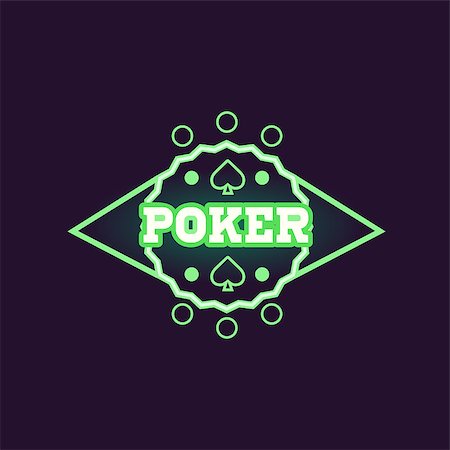 Round Green Poker Neon Sign Las Vegas Style Illumination Bright Color Vector Design Sticker Stock Photo - Budget Royalty-Free & Subscription, Code: 400-08649323
