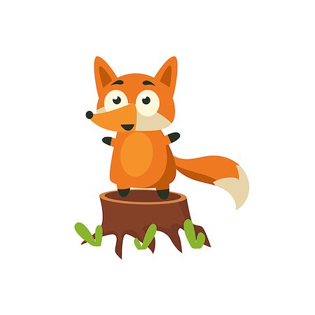 simsearch:400-08835139,k - Fox Standing On Stump Adorable Cartoon Style Flat Vector Illustration Isolated On White Background Stock Photo - Budget Royalty-Free & Subscription, Code: 400-08649364