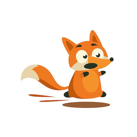 simsearch:400-08554549,k - Fox Running Away Adorable Cartoon Style Flat Vector Illustration Isolated On White Background Fotografie stock - Microstock e Abbonamento, Codice: 400-08649365