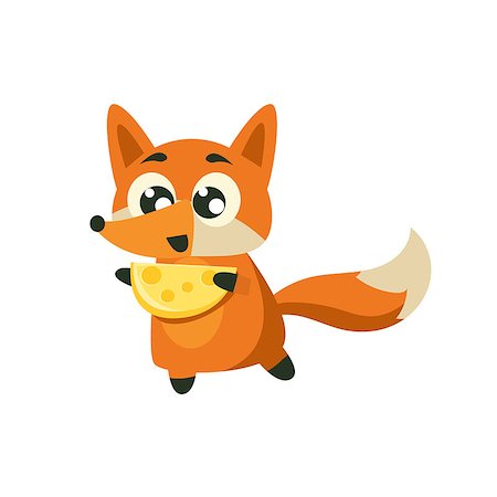 simsearch:400-08835139,k - Fox Holding Piece Of Cheese Adorable Cartoon Style Flat Vector Illustration Isolated On White Background Stock Photo - Budget Royalty-Free & Subscription, Code: 400-08649366