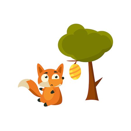 simsearch:400-08835139,k - Fox And Beehive Adorable Cartoon Style Flat Vector Illustration Isolated On White Background Stock Photo - Budget Royalty-Free & Subscription, Code: 400-08649368