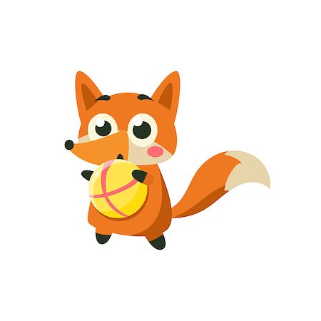 simsearch:400-08835139,k - Fox Playing Ball Adorable Cartoon Style Flat Vector Illustration Isolated On White Background Stock Photo - Budget Royalty-Free & Subscription, Code: 400-08649371