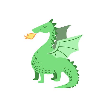fire tail illustration - Fairytale Dragon  Flat Isolated Childish Style Simple Vector Drawing In Bright Colors On White Background Stock Photo - Budget Royalty-Free & Subscription, Code: 400-08649403