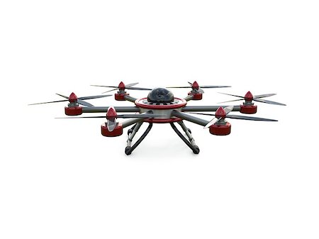 spray on camera - Red and gray hexacopter isolated on a white background. 3d illustration Stock Photo - Budget Royalty-Free & Subscription, Code: 400-08649428