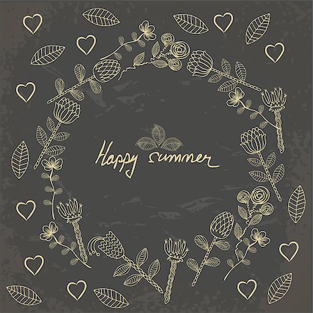 simsearch:400-07552577,k - Vector Hand drawn floral background with frame for your text. Card with flowers. Doodle template universal hand drawn card Photographie de stock - Aubaine LD & Abonnement, Code: 400-08649614