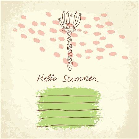 simsearch:400-07552577,k - Vector hand drawn floral template universal card. Doodle summer background. Wedding, anniversary, birthday, Valentines day, party. Design for banner, poster, card, invitation, placard, brochure, flyer. Photographie de stock - Aubaine LD & Abonnement, Code: 400-08649615