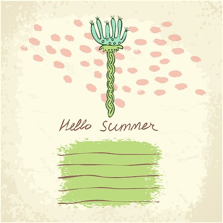 simsearch:400-07552577,k - Vector hand drawn floral template card. Doodle summer background. Wedding anniversary birthday, Valentines day, party. Design for banner poster card invitation placard brochure flyer. Photographie de stock - Aubaine LD & Abonnement, Code: 400-08649624