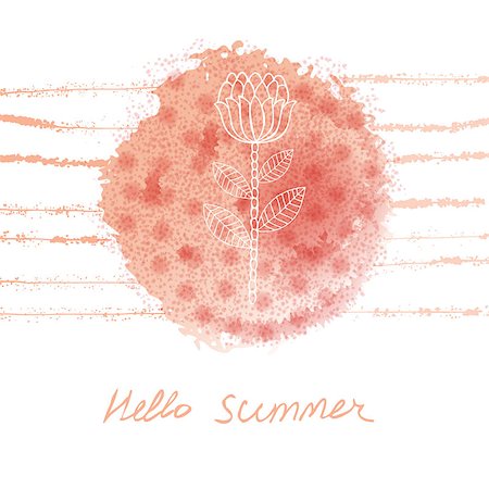 simsearch:400-09170984,k - Vector hand drawn watercolor floral summer background. Universal card with flower. Han drawn texture Stockbilder - Microstock & Abonnement, Bildnummer: 400-08649717