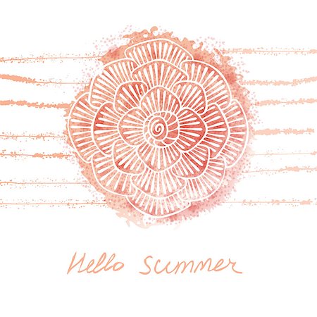 simsearch:400-07680595,k - Vector hand drawn watercolor floral summer background. Universal card with flower. Han drawn texture Foto de stock - Royalty-Free Super Valor e Assinatura, Número: 400-08649711
