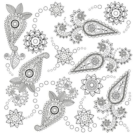 phantom1311 (artist) - Ornate Paisley Pattern Doodle Vector Design on White Stock Photo - Budget Royalty-Free & Subscription, Code: 400-08649750