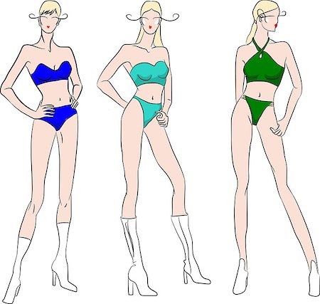 set of seasonal ladies swimsuits, isolated illustration Stock Photo - Budget Royalty-Free & Subscription, Code: 400-08649772
