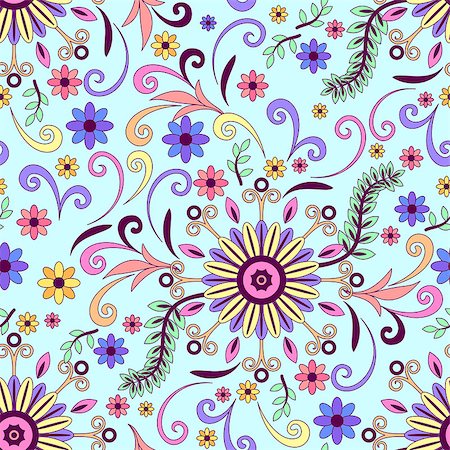 simsearch:400-08752377,k - Abstract Seamless Background with Symbolical Colorful Patterns and Floral Ornaments. Vector Stockbilder - Microstock & Abonnement, Bildnummer: 400-08649787