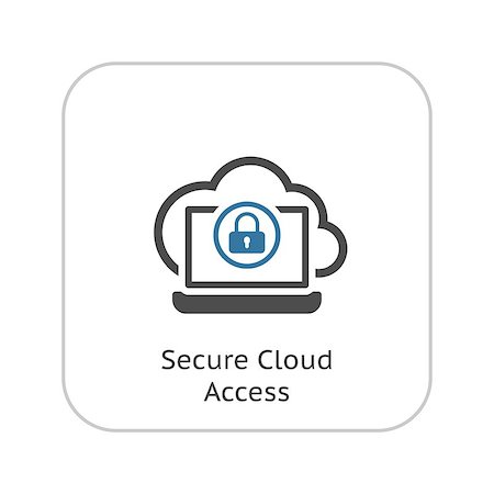 simsearch:400-09009993,k - Secure Cloud Access Icon. Flat Design Isolated Illustration. Foto de stock - Super Valor sin royalties y Suscripción, Código: 400-08649844