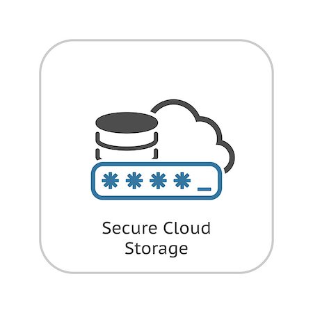 simsearch:400-09009993,k - Secure Cloud Storage Icon. Flat Design Isolated Illustration. Foto de stock - Super Valor sin royalties y Suscripción, Código: 400-08649845