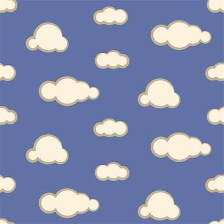 Night sky clouds seamless kid vector pattern. Blue and beige boy background. Minimalist style textile fabric cartoon nature aerial ornament. Stock Photo - Budget Royalty-Free & Subscription, Code: 400-08649929