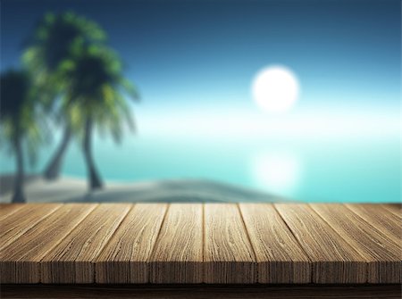 simsearch:400-09068018,k - 3D render of wooden decking looking out to a tropical landscape Stock Photo - Budget Royalty-Free & Subscription, Code: 400-08649961
