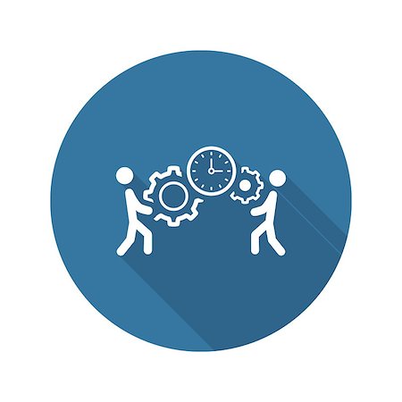 simsearch:400-08652442,k - Project Management Icon. Business Concept. A Two man with Gears and Clock. Flat Design. Isolated Illustration. App Symbol or UI element. Foto de stock - Super Valor sin royalties y Suscripción, Código: 400-08654015