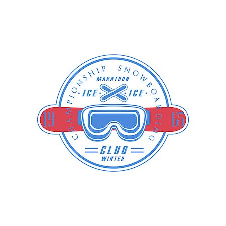 simsearch:400-08653615,k - Snowboarding Club Emblem Classic Style Vector Logo With Calligraphic Text On White Background Foto de stock - Royalty-Free Super Valor e Assinatura, Número: 400-08654050