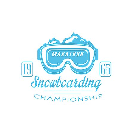 simsearch:400-08653615,k - Marathon Snowboarding Emblem Classic Style Vector Logo With Calligraphic Text On White Background Foto de stock - Royalty-Free Super Valor e Assinatura, Número: 400-08654051