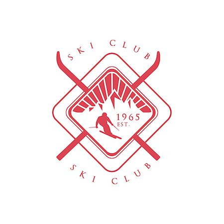 simsearch:400-08653615,k - Ski Club Red Emblem Classic Style Vector Logo With Calligraphic Text On White Background Foto de stock - Royalty-Free Super Valor e Assinatura, Número: 400-08654060