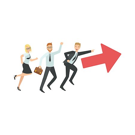 run icon - Managers Running In Pointed Direction Teamwork Simple Cartoon Style Illustration. Office Employees Working Together Cute Flat Vector Drawing. Stock Photo - Budget Royalty-Free & Subscription, Code: 400-08654105