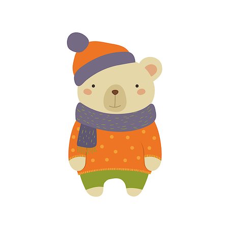 simsearch:400-08712142,k - White Bear In Polka-dotted Sweater Adorable Cartoon Character. Stylized Simple Flat Vector Colorful Drawing On White Background. Stockbilder - Microstock & Abonnement, Bildnummer: 400-08654122