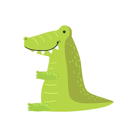 simsearch:400-08777732,k - Crocodile Stylized Childish Drawing Isolated On White Background. Primitive Cartoon Style Illustration For Children In Flat Vector Design. Stock Photo - Budget Royalty-Free & Subscription, Code: 400-08654134