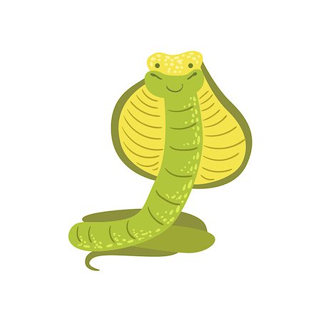 Cobra Stylized Childish Drawing Isolated On White Background. Primitive Cartoon Style Illustration For Children In Flat Vector Design. Stock Photo - Budget Royalty-Free & Subscription, Code: 400-08654133