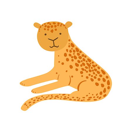 Jaguar Stylized Childish Drawing Isolated On White Background. Primitive Cartoon Style Illustration For Children In Flat Vector Design. Stock Photo - Budget Royalty-Free & Subscription, Code: 400-08654143