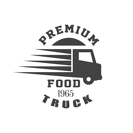 simsearch:400-08653615,k - Premium Food Truck Logo Graphic Design. Black And White Emblem Vector Print Foto de stock - Royalty-Free Super Valor e Assinatura, Número: 400-08654164