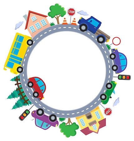 school cone - Circle with cars theme image 1 - eps10 vector illustration. Stock Photo - Budget Royalty-Free & Subscription, Code: 400-08654256