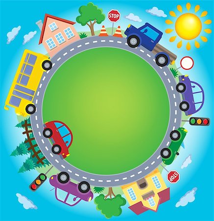 school cone - Circle with cars theme image 2 - eps10 vector illustration. Stock Photo - Budget Royalty-Free & Subscription, Code: 400-08654257