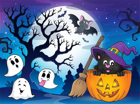 simsearch:400-04133143,k - Halloween cat theme image 4 - eps10 vector illustration. Stock Photo - Budget Royalty-Free & Subscription, Code: 400-08654273