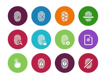 Fingerprint circle icons on white background. Vector illustration. Foto de stock - Super Valor sin royalties y Suscripción, Código: 400-08650124