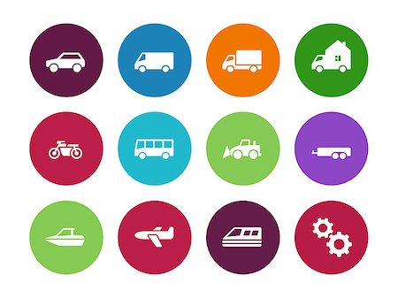 scooter taxi - Cars and Transport circle icons on white background. Vector illustration. Foto de stock - Super Valor sin royalties y Suscripción, Código: 400-08650151