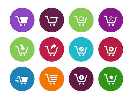 simsearch:400-08696973,k - Shopping cart circle icons on white background. Vector illustration. Photographie de stock - Aubaine LD & Abonnement, Code: 400-08650152