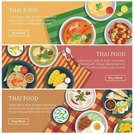 Thai food web banner.Thai street food coupon. Photographie de stock - Aubaine LD & Abonnement, Code: 400-08650223