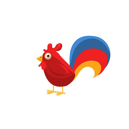 simsearch:400-08678054,k - Rooster Simplified Cute Illustration In Childish Flat Vector Design Isolated On White Background Stock Photo - Budget Royalty-Free & Subscription, Code: 400-08650244