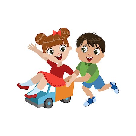 simsearch:400-05352235,k - Kids Playing With Toy Truck Colorful Simple Design Vector Drawing Isolated On White Background Photographie de stock - Aubaine LD & Abonnement, Code: 400-08650407