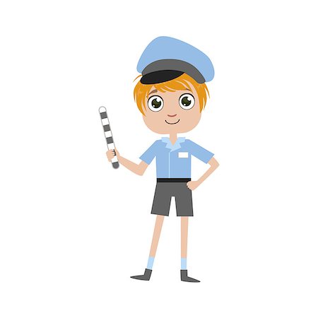 police and children - Boy Future Policeman Simple Design Illustration In Cute Fun Cartoon Style Isolated On White Background Stock Photo - Budget Royalty-Free & Subscription, Code: 400-08650423